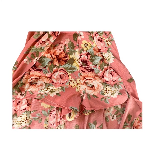 Retro One-Piece Rose Floral Skirt/Short Jumpsuit - Picture 3 of 5